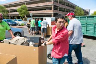 Students move into the dorms at UNLV during campus move-in day, Thursday Aug. 22, 2013.